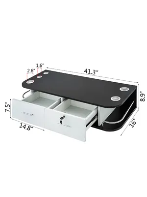 VEVOR salon styling station with drawers and dimensions showcased