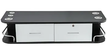 black and white VEVOR salon styling station with drawers and metal holders.