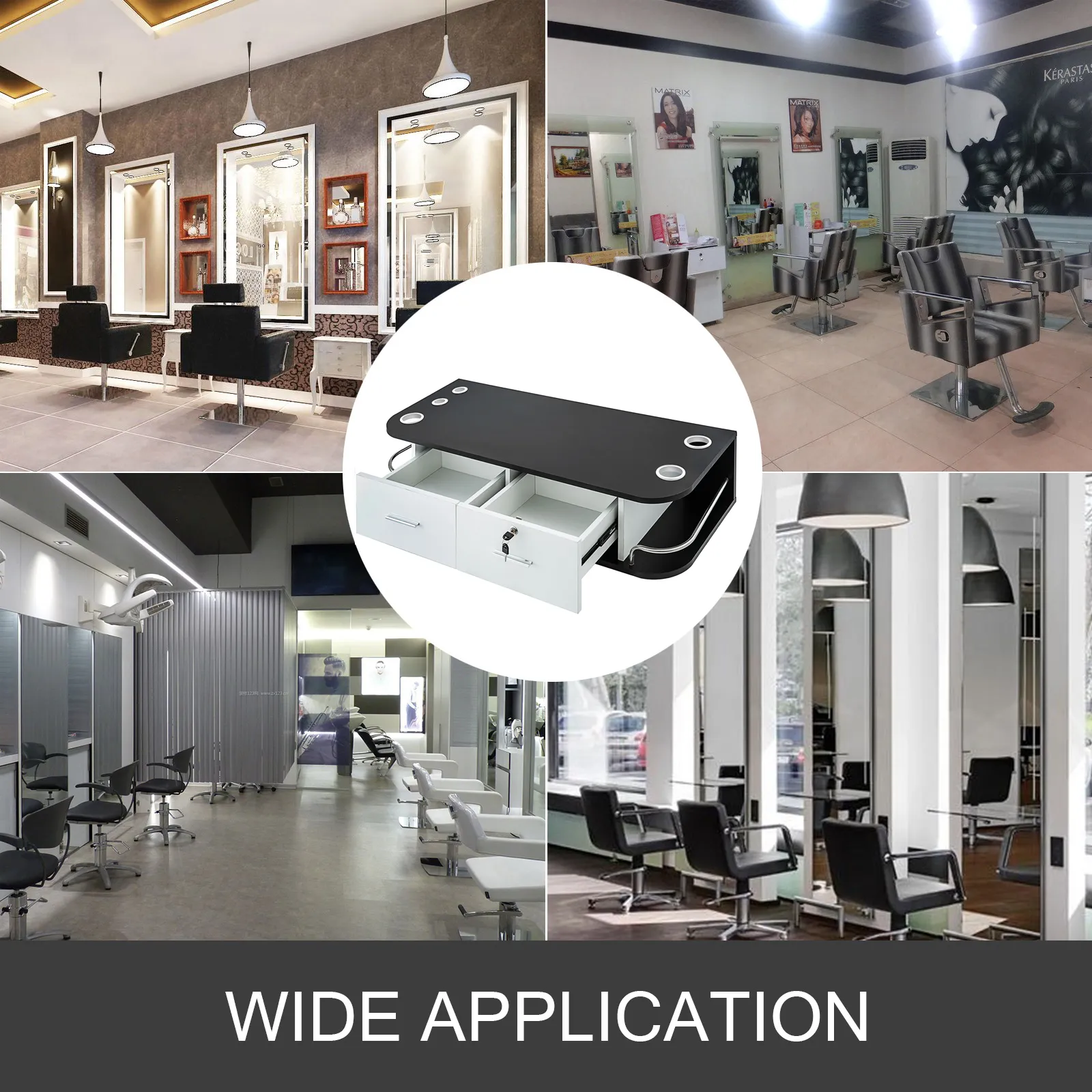 VEVOR salon styling station used in various modern salon settings. wide application.