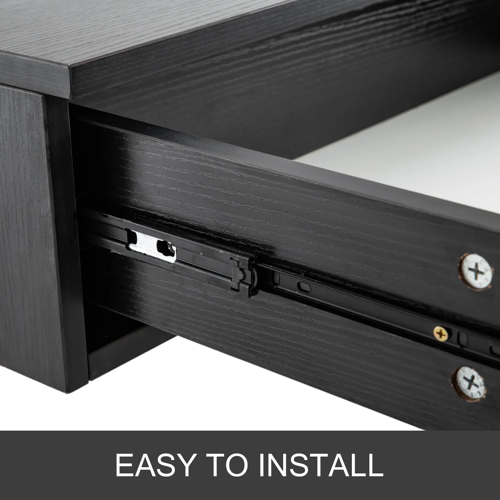 black VEVOR salon station with drawer rail and hardware, labeled "easy to install".