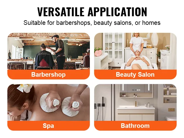 VEVOR salon organizer versatile for barbershops, beauty salons, spas, and bathrooms.