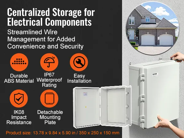 VEVOR electrical junction box - ip67 waterproof, ik08 impact resistance, easy installation, durable abs.