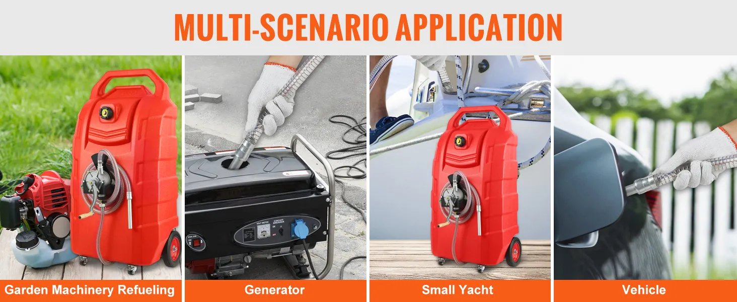 Cartucho de combustible VEVOR para repostar maquinaria de jardinería, generadores, yates pequeños y vehículos. Aplicación en múltiples escenarios.