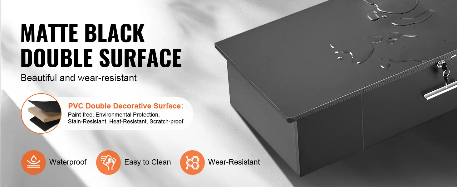 matte black VEVOR salon workstation with water-resistant surface, easy to clean, and wear-resistant.