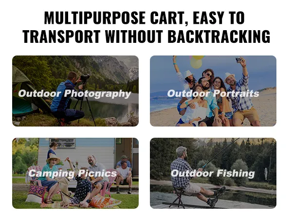 Mehrzweck-Angelwagen von VEVOR für Outdoor-Fotografie, Camping-Picknicks und Angelausflüge.