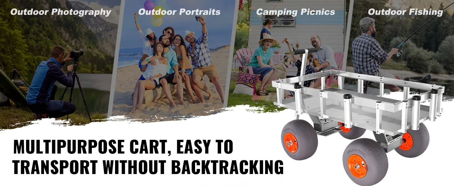 Mehrzweck-Angelwagen von VEVOR für Outdoor-Fotografie, Camping-Picknicks und Angelausflüge.