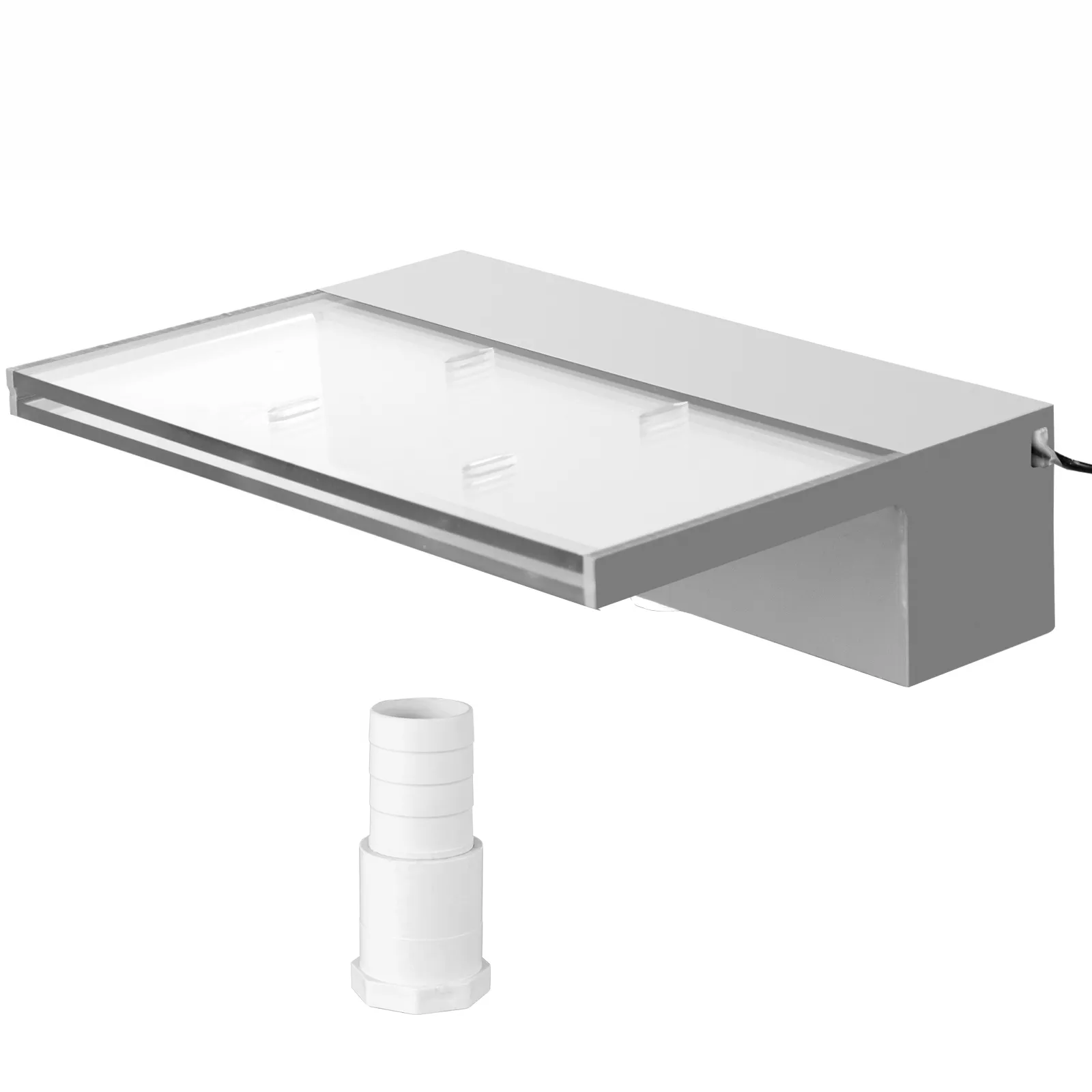 Sfioratore per fontana da piscina VEVOR con elegante design in alluminio e raccordo di collegamento.