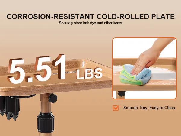 VEVOR salon tray cart, corrosion-resistant cold-rolled plate, 5.51 lbs, easy to clean, smooth tray.