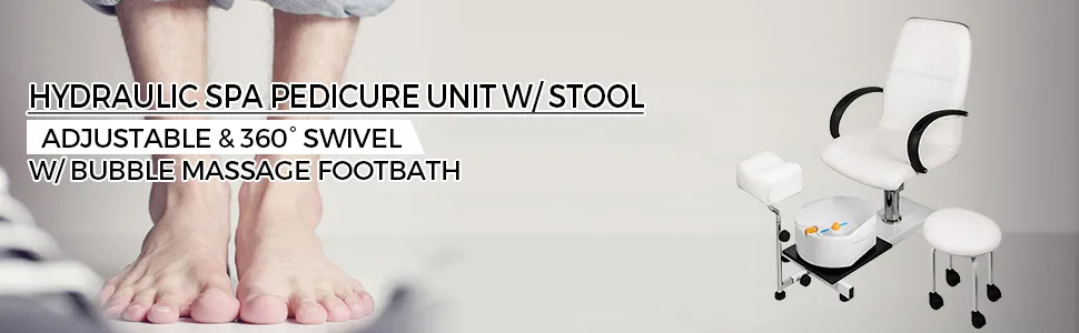 VEVOR Hydraulischer Spa-Pedikürestuhl mit Hocker, verstellbarer 360°-Drehgelenk, Sprudelmassage-Fußbad.