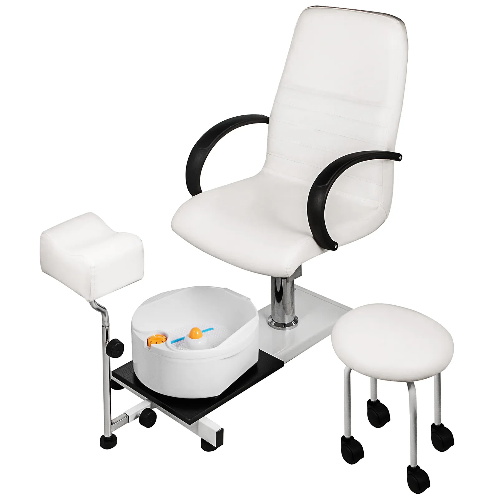 Sillón de pedicura hidráulico VEVOR con reposapiés, lavabo de spa y taburete con ruedas.