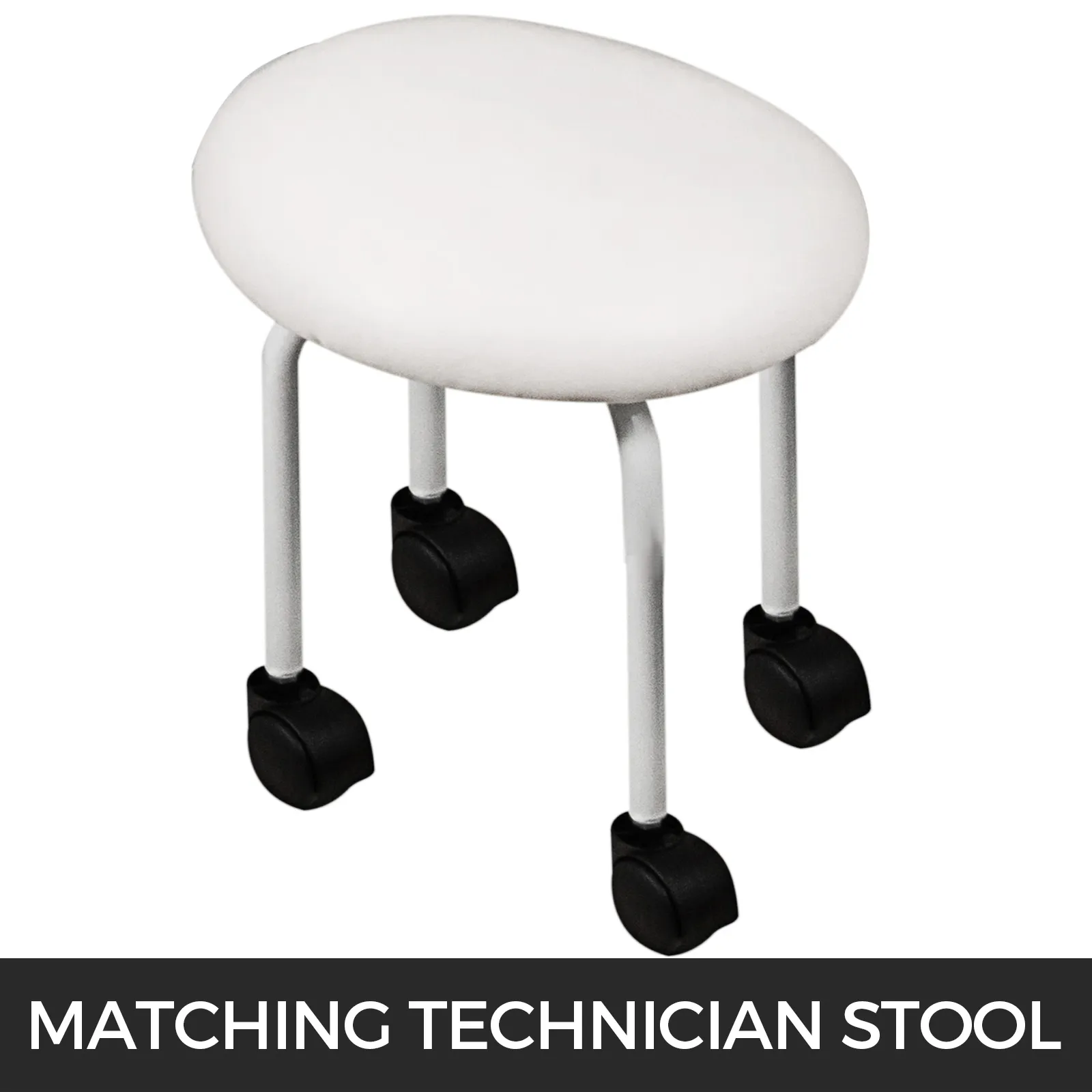 Taburete técnico blanco con ruedas para silla de pedicura spa hidráulica VEVOR.