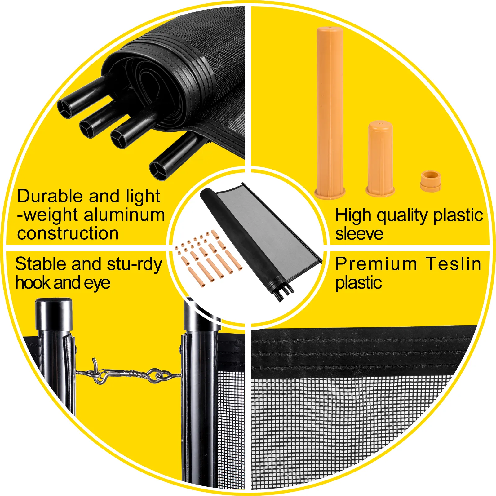 VEVOR sentry security pool fence: lightweight aluminum, high-quality plastic sleeve, teslin mesh.