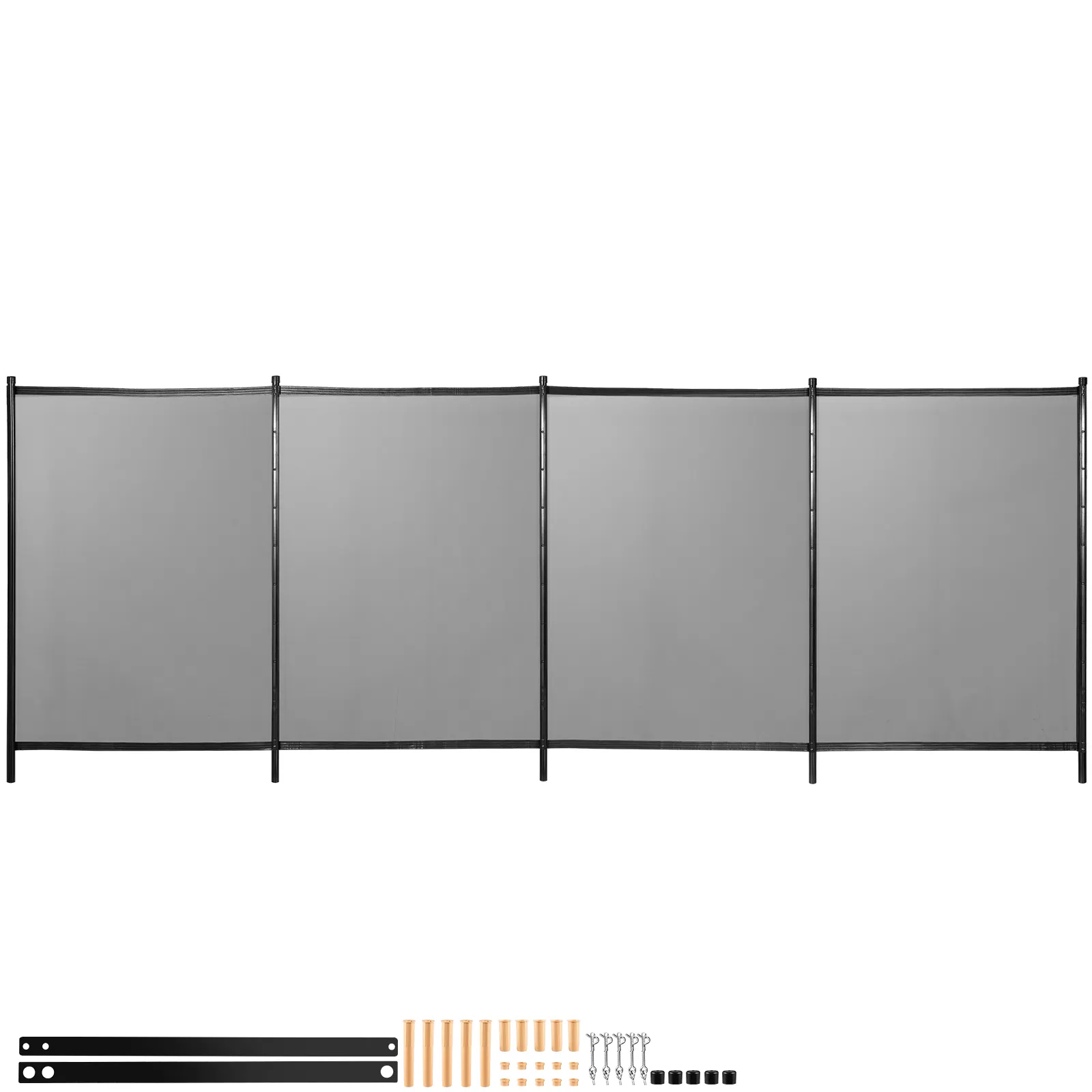 VEVOR sentry security pool fence with black mesh panels and installation hardware.