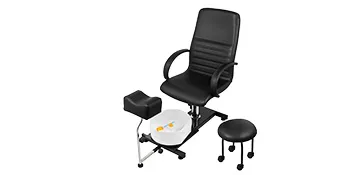 Sillón de spa para pedicura VEVOR negro con bañera de pies adjunta y taburete con ruedas.