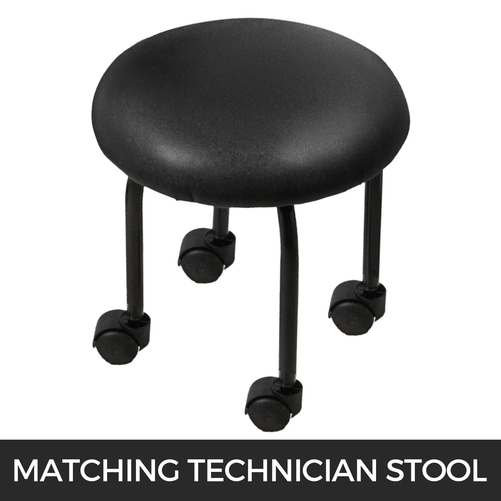 Silla de spa para pedicura VEVOR negra, taburete técnico con ruedas.