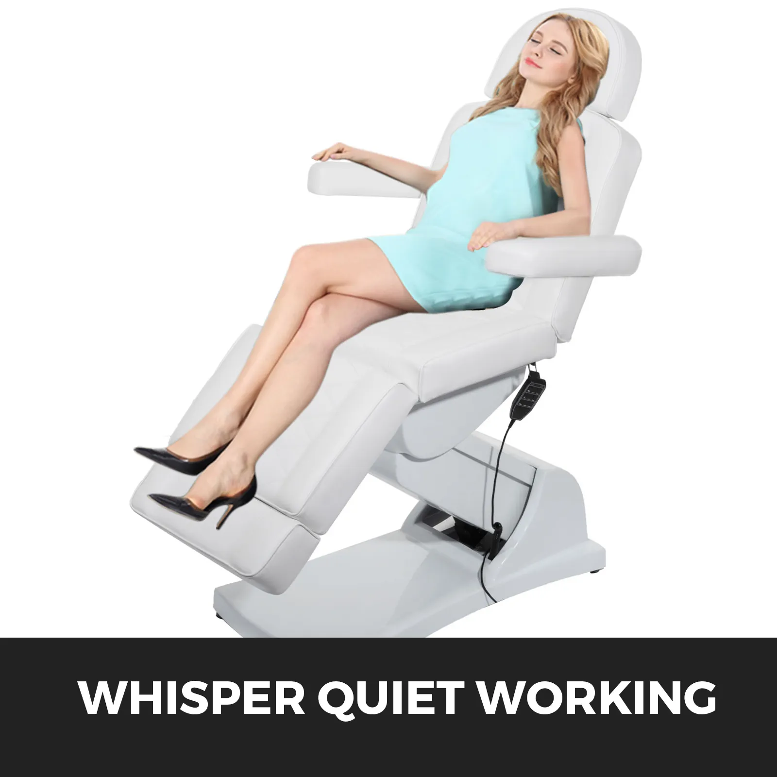 VEVOR electric facial chair in recline position with leg support and remote control
