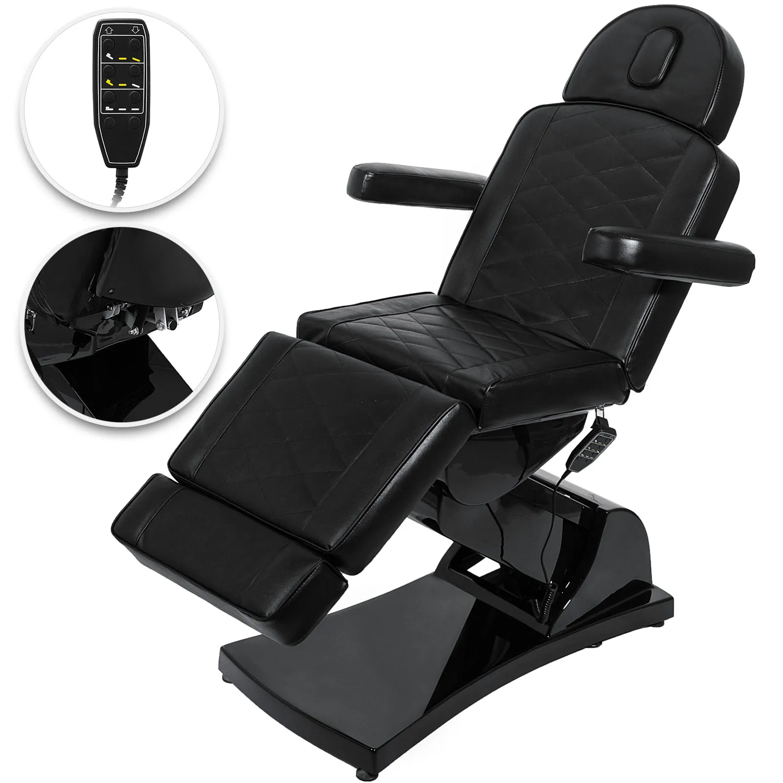 black VEVOR electric facial chair with remote control and adjustable leg rest.