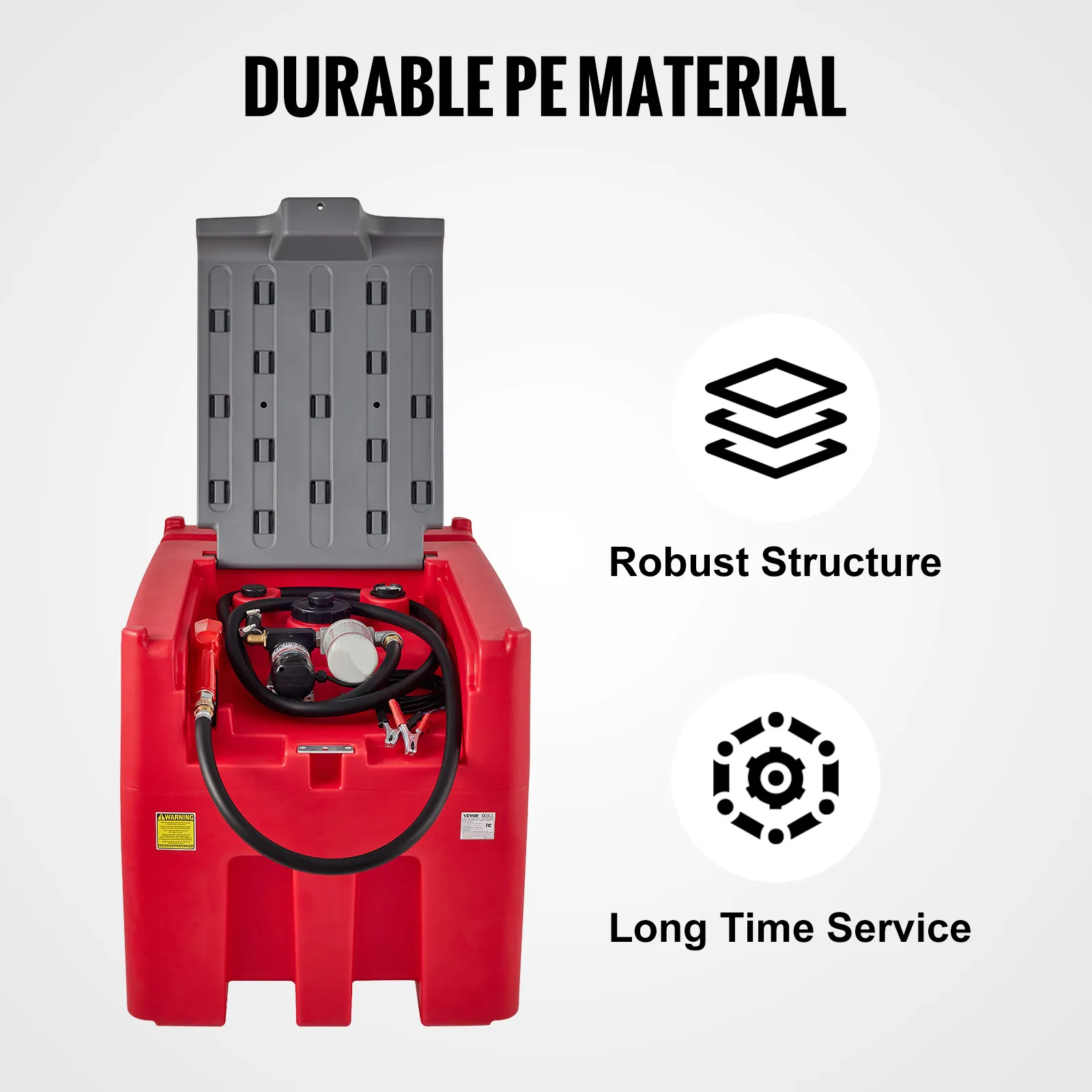 VEVOR portable diesel tank, durable pe material with robust structure and long service life.