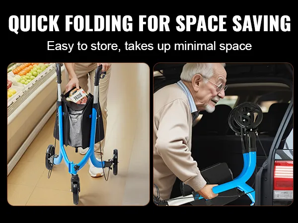 De VEVOR rollator is opvouwbaar en daardoor ruimtebesparend op te bergen. Ideaal voor het doen van boodschappen en om gemakkelijk in de auto te laden.