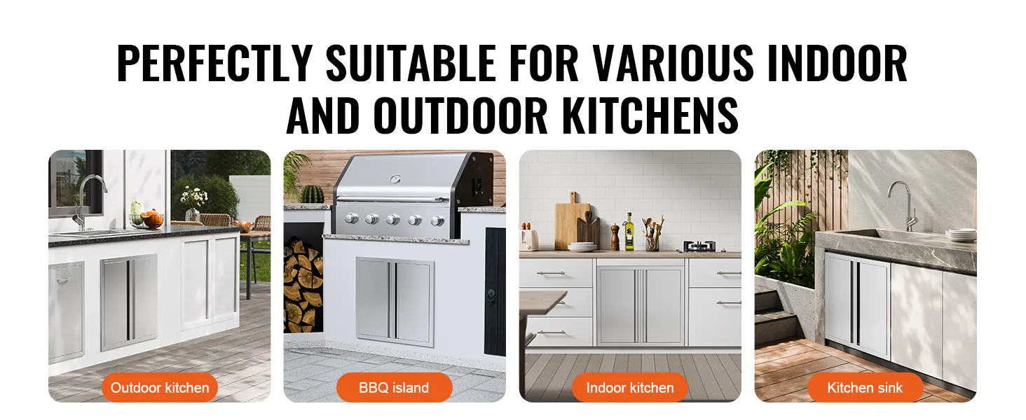 idealnie pasujące drzwiczki dostępowe do grilla VEVOR do różnych kuchni wewnętrznych i zewnętrznych, w tym do wysp grillowych.