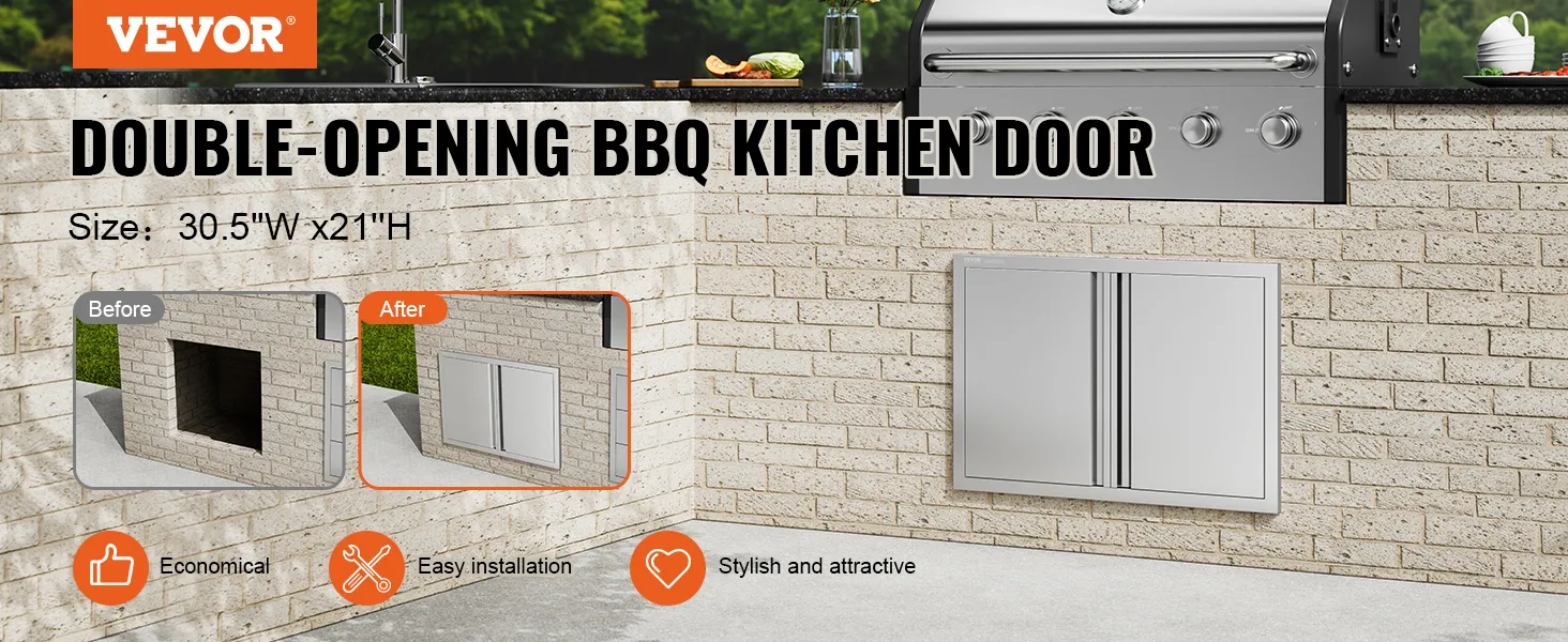 VEVOR-Grill-Zugangstür: Grill-Küchentür mit doppelter Öffnung, einfach zu installieren, stilvoll und wirtschaftlich.