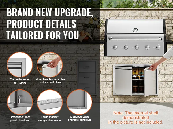 VEVOR-Grill-Zugangstür mit verstärktem Rahmen, versteckten Griffen und abnehmbarem Panel für ein elegantes Upgrade.