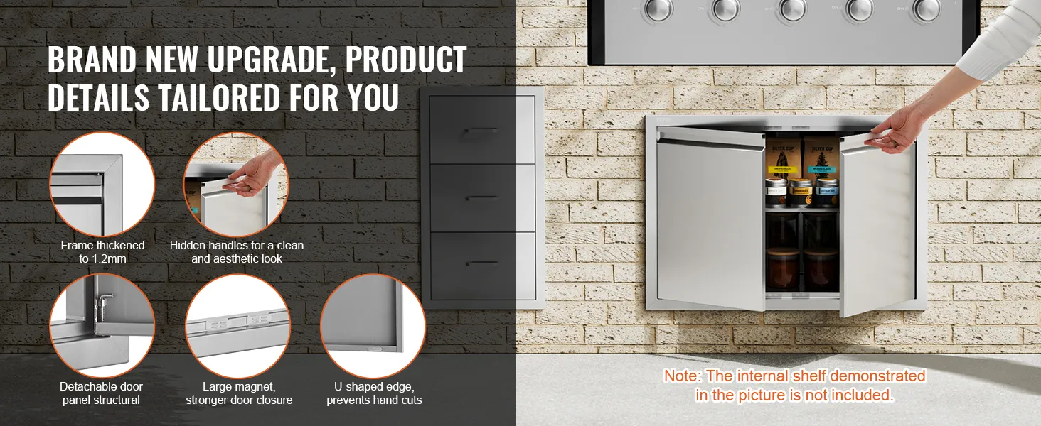 VEVOR-Grill-Zugangstür mit verstärktem Rahmen, versteckten Griffen und abnehmbarem Panel für ein elegantes Upgrade.