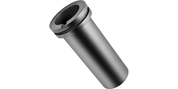 VEVOR graphite crucible in black, cylindrical with a grooved top edge.