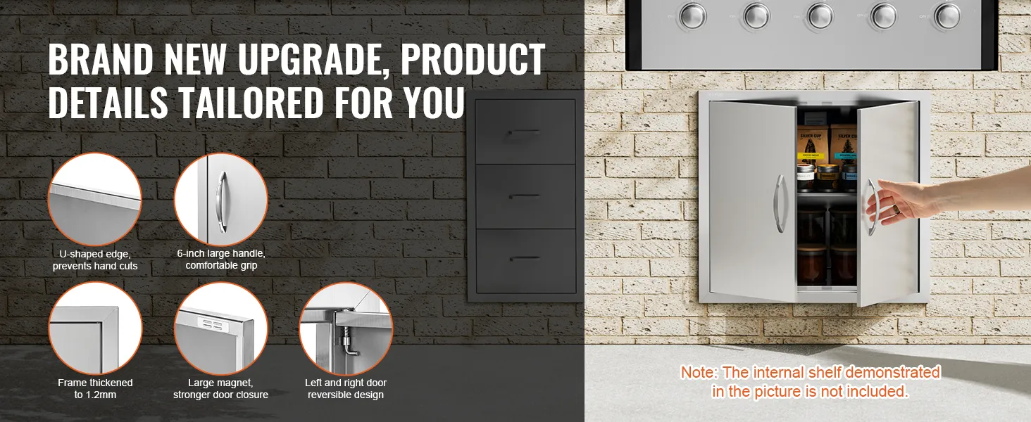 VEVOR bbq access door with ergonomic handles, reinforced frame, and reversible door design.