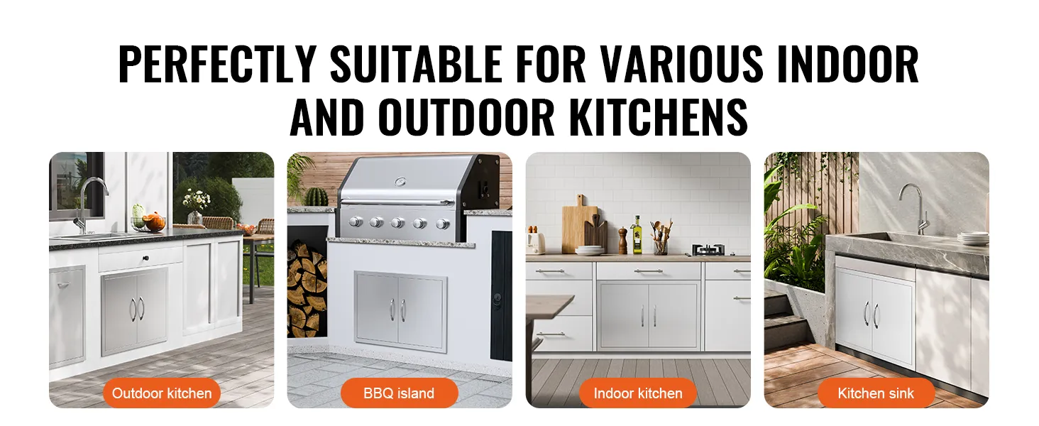 idealny do różnych kuchni wewnętrznych i zewnętrznych z drzwiami dostępowymi do grilla VEVOR w różnych konfiguracjach.