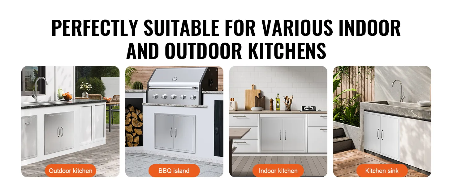 Sportello di accesso per barbecue VEVOR per cucina esterna, isola per barbecue, cucina interna e lavello della cucina.