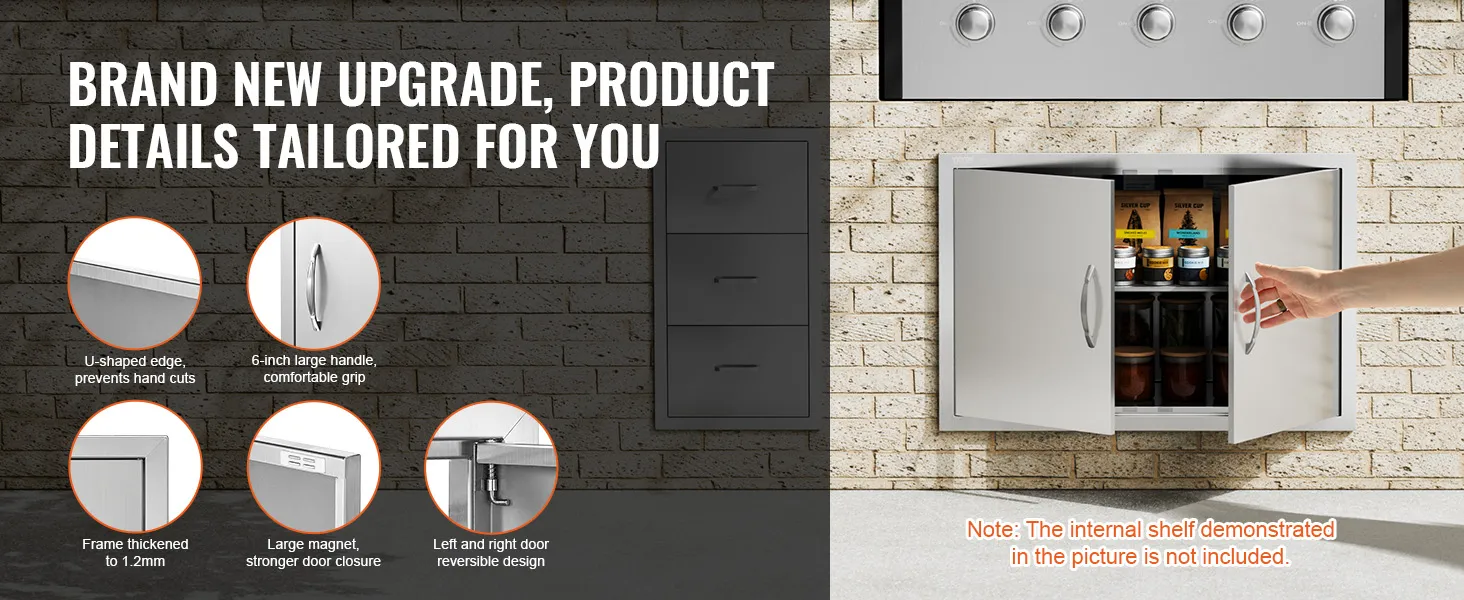 brand new VEVOR bbq access door with 6-inch handle, thickened frame, and reversible door design.