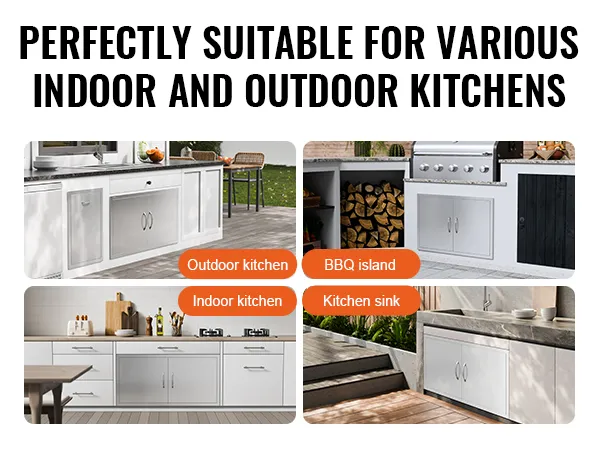 Drzwiczki dostępowe do grilla VEVOR w kuchniach zewnętrznych, wyspach grillowych, kuchniach wewnętrznych i przy zlewie kuchennym.