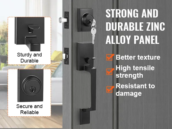 VEVOR dubbele deurkrukset met sterk paneel van zinklegering, hoge treksterkte en betrouwbare beveiliging.