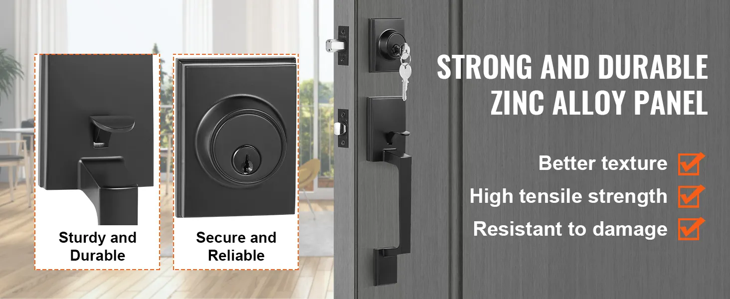 VEVOR dubbele deurkrukset met sterk paneel van zinklegering, hoge treksterkte en betrouwbare beveiliging.