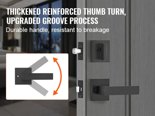 VEVOR double door handle set with reinforced thumb turn and upgraded groove process, showcasing durability.