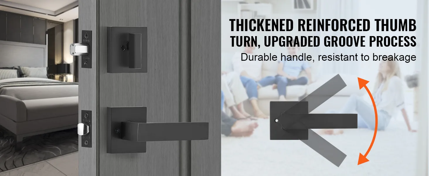 VEVOR double door handle set with reinforced thumb turn and upgraded groove process, showcasing durability.