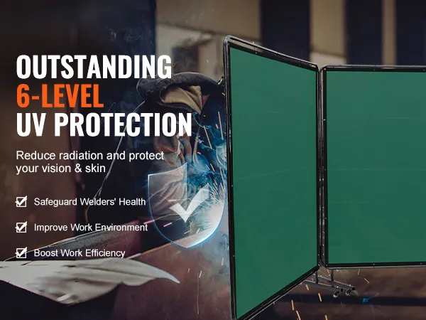 VEVOR welding screen for 6-level uv protection, improving work environment and boosting efficiency.