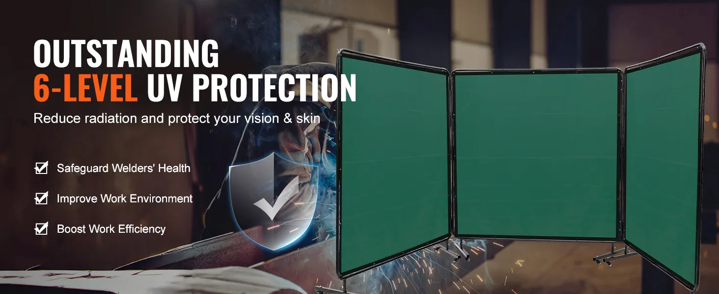 VEVOR welding screen for 6-level uv protection, improving work environment and boosting efficiency.