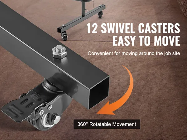VEVOR welding screen with 12 swivel casters for easy mobility and 360° rotatable movement.