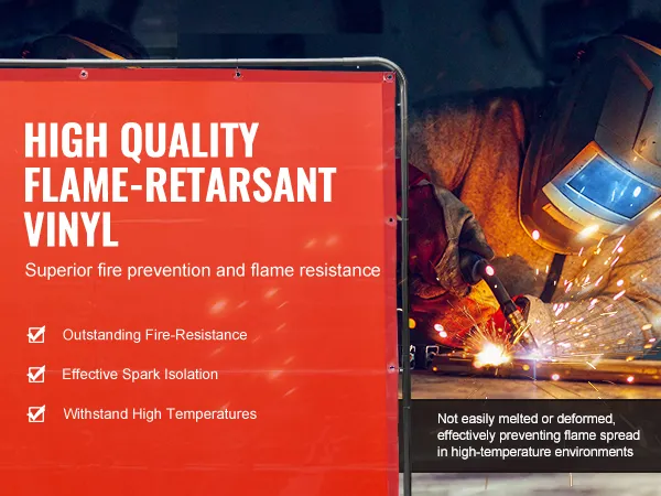 high quality flame-retardant vinyl welding screen ensures fire resistance and spark isolation for safety.