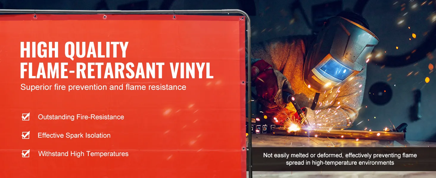 high quality flame-retardant vinyl welding screen ensures fire resistance and spark isolation for safety.
