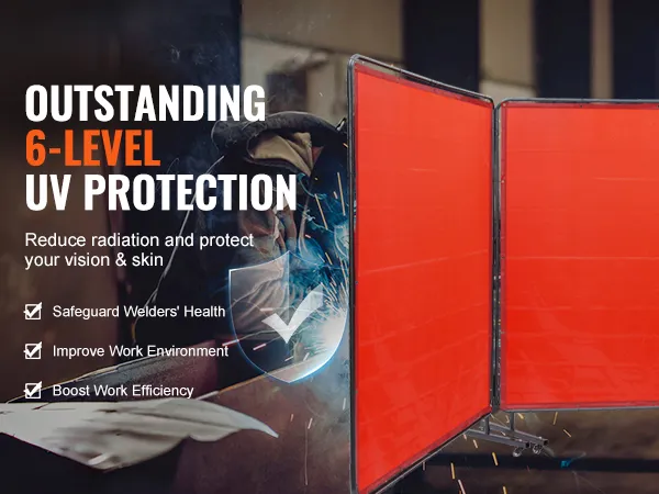 VEVOR welding screen with 6-level uv protection to reduce radiation and safeguard welders’ health.