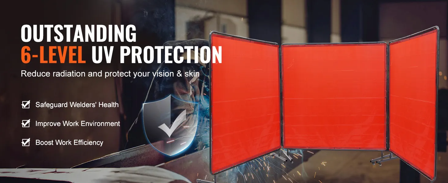 VEVOR welding screen with 6-level uv protection to reduce radiation and safeguard welders’ health.