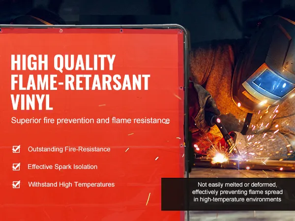 high-quality flame-retardant vinyl with outstanding fire-resistance, withstands high temperatures, VEVOR welding screen.