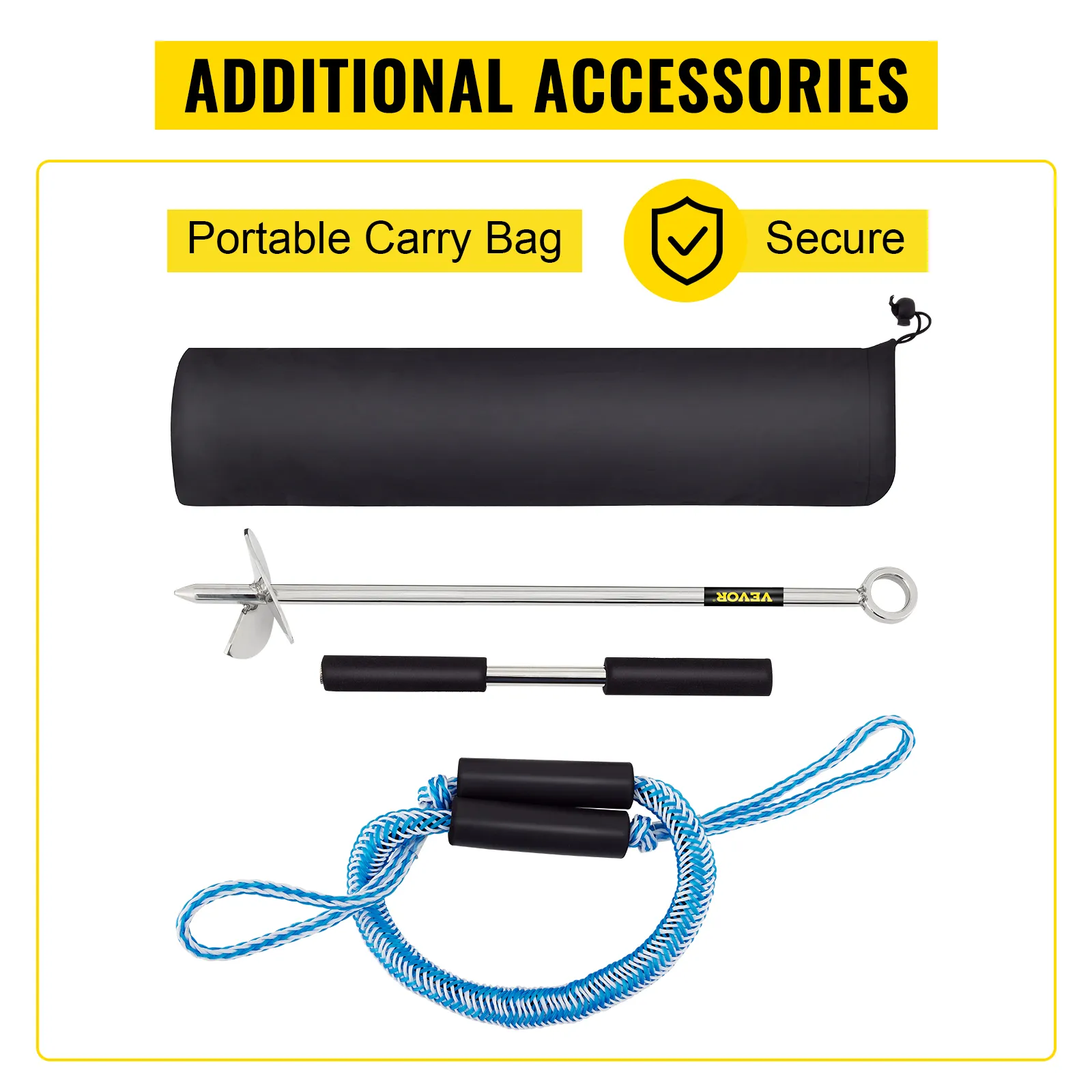 VEVOR sand anchor with portable carry bag and secure rope accessory set.