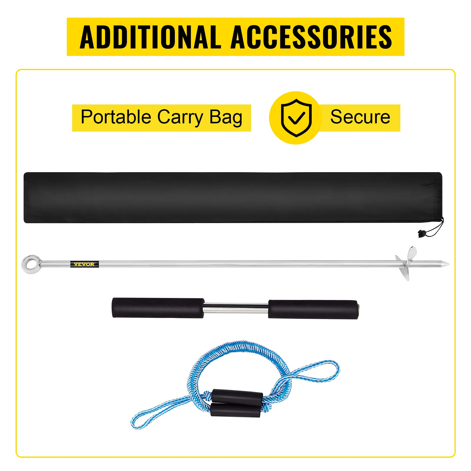 VEVOR sand anchor set with carry bag, anchor, handle, and rope. secure and portable.