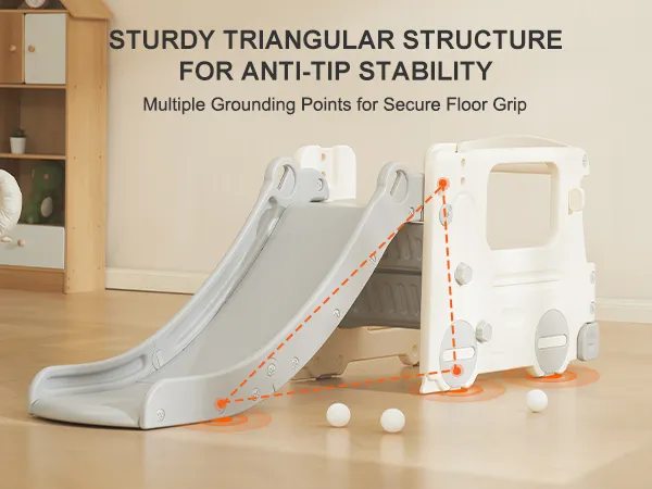 VEVOR toddler slide with sturdy triangular structure and anti-tip stability, ideal for safe indoor play.