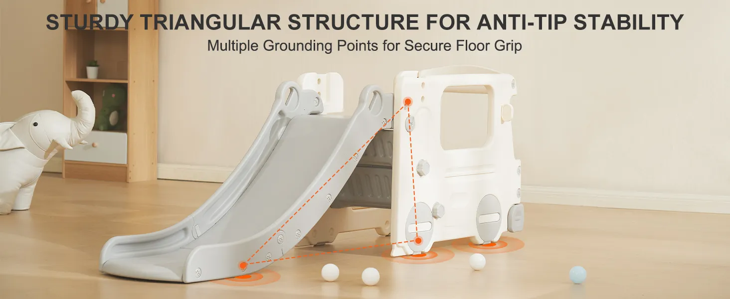 VEVOR toddler slide with sturdy triangular structure and anti-tip stability, ideal for safe indoor play.