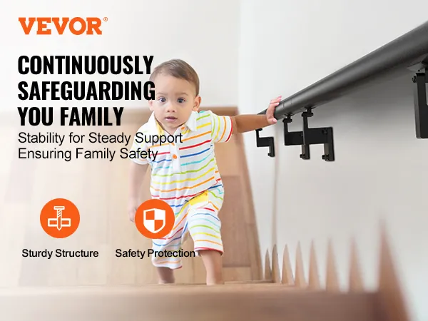 VEVOR indoor stair handrail ensuring family safety with sturdy structure and safety protection.